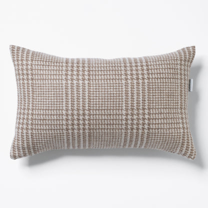 Kissen 30x50 cm aus 95% Merinowolle und 5% Kaschmir in beige mit Hahnentritt-Muster, Marke CEI'CIS