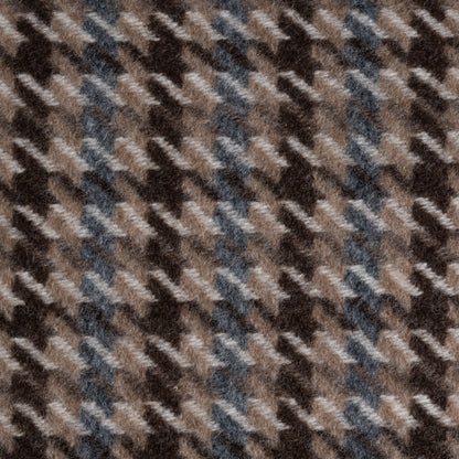 Nahaufnahme Kissen 30x50 cm mit Karo-Muster in braun-blau-creme, 95% Merinowolle, 5% Kaschmir, Marke CEI'CIS